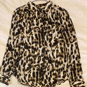 Guess cheetah print button down